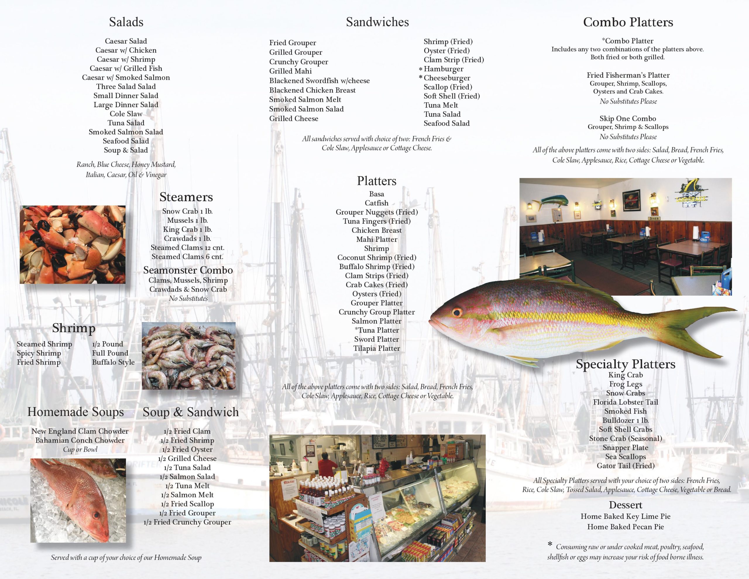 Restaurant Menu, Skip One 41 Seafood Restaurant